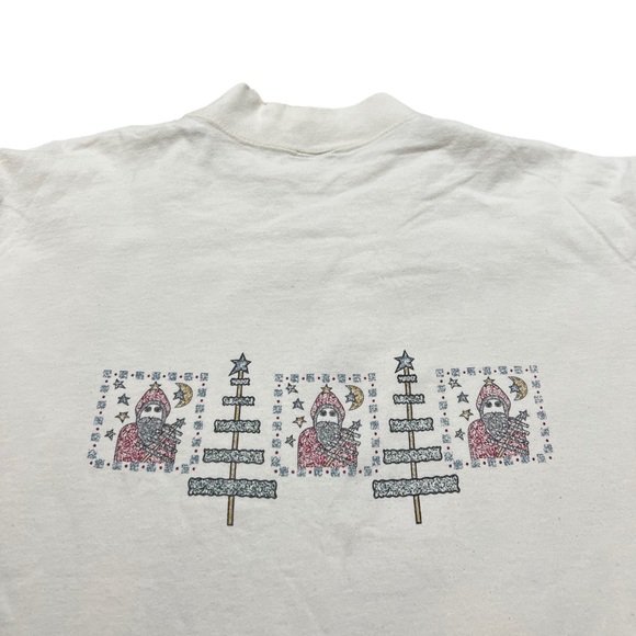 VTG 90s Santa Claus Long Sleeve Mock Neck T-Shirt - Picture 4 of 7